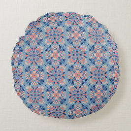 Cojín Redondo Patrón de mosaico azul polvoriento