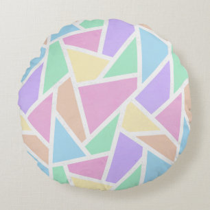 Cojín Redondo Patrón de mosaico del arcoiris pastel