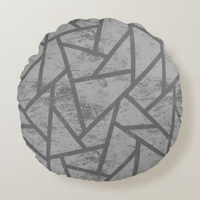 Cojín Redondo Patrón de mosaico gris (Anverso)