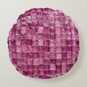 Cojín Redondo Patrón de mosaico rosa