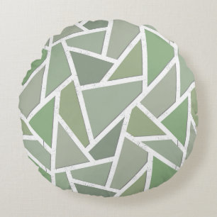 Cojín Redondo Patrón de mosaico verde oliva