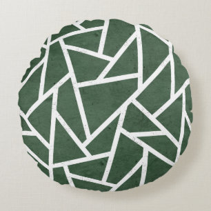 Cojín Redondo Patrón de mosaico verde y blanco
