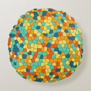 Cojín Redondo Patrón de mosaico vibrante