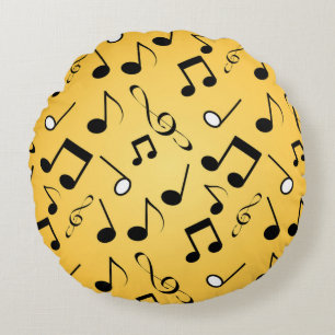 Cojín Redondo Patrón de notas musicales