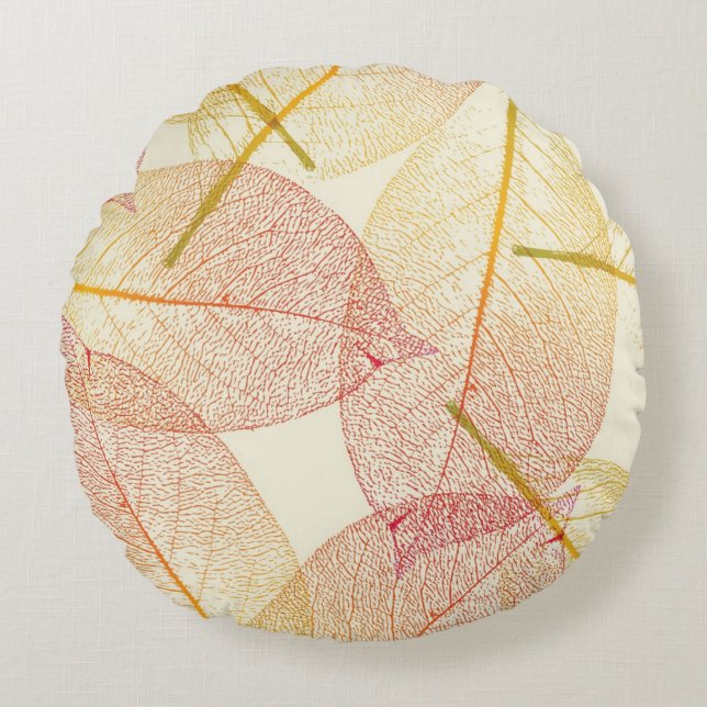 Cojín Redondo Patrón de otoño (Anverso)