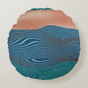 Cojín Redondo Patrón de paisajes naturales sin igual. Horizonta