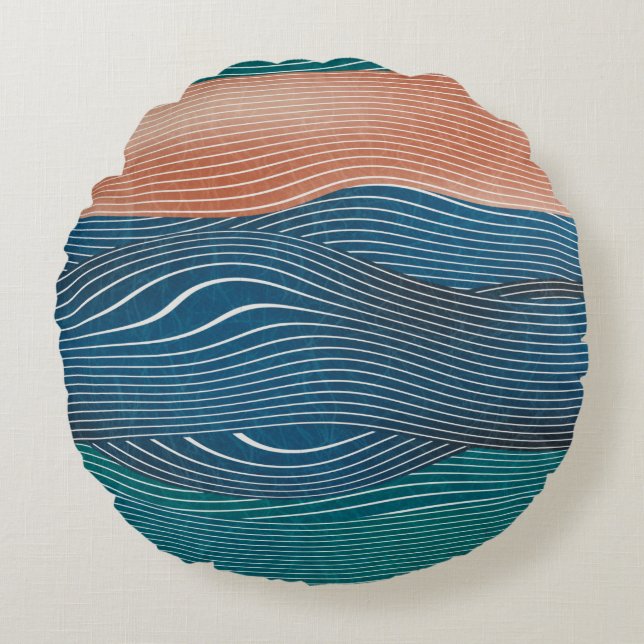 Cojín Redondo Patrón de paisajes naturales sin igual. Horizonta (Anverso)