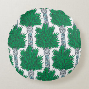 Cojín Redondo Patrón de palmeras sin soldadura.