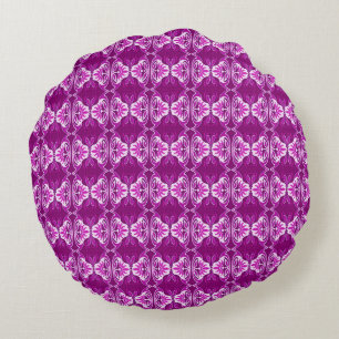 Cojín Redondo patrón de papel pintado Art Deco - morado y blanco
