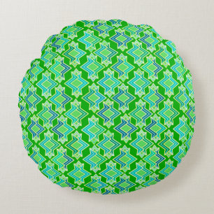 Cojín Redondo Patrón de papel pintado Art Déco, verde jade