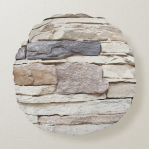 Cojín Redondo Patrón de pared de ladrillos de piedra moderna de 