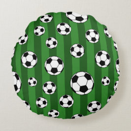 Cojín Redondo Patrón de pelota de fútbol infantil en franjas ver