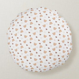 Cojín Redondo Patrón de peluche con corazón