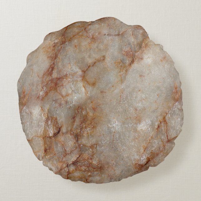 Cojín Redondo Patrón de piedra de imitación de marble marrón rea (Reverso)