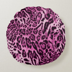 Cojín Redondo patrón de piel de leopardo de peluca abstracto