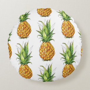 Cojín Redondo Patrón de piña de verano, diseño sin fisuras.