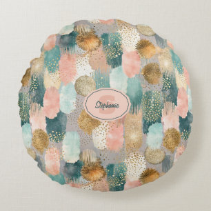 Cojín Redondo Patrón de pincel vertical vibrante (2)