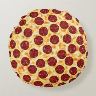 Cojín Redondo Patrón de Pizza de Pepperoni