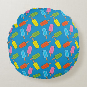 Cojín Redondo Patrón de Popsicles Coloridos