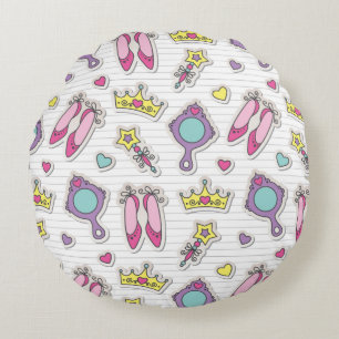 Cojín Redondo patrón de princesa mariposa