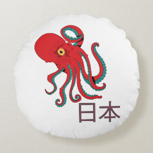 Cojín Redondo Patrón de pulpo japonés