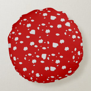 Cojín Redondo patrón de puntos con hongo rojo toadstool