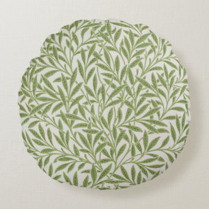 Cojín Redondo Patrón de ramas de hojas verdes
