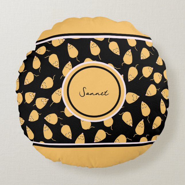 Cojín Redondo Patrón de ratón (Anverso)