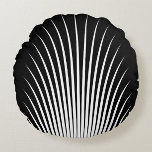 Cojín Redondo Patrón de rayas blancas y negras muy único