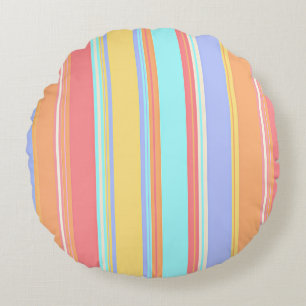 Cojín Redondo Patrón de rayas pastel