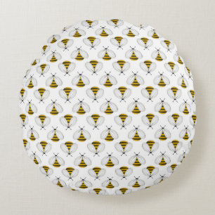 Cojín Redondo Patrón de rejilla de abejas minimalista