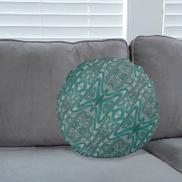 Cojín Redondo Patrón de resumen de Moda de Boho verde azulado y