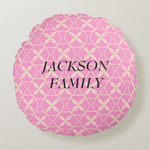 Cojín Redondo Patrón de resumen rosado del almacenista