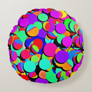 Cojín Redondo Patrón de retro vibrante colorido