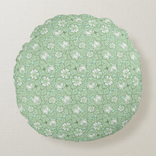 Cojín Redondo Patrón de rosa en verde claro
