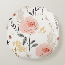 Cojín Redondo Patrón de Rosas de Cuto Boho