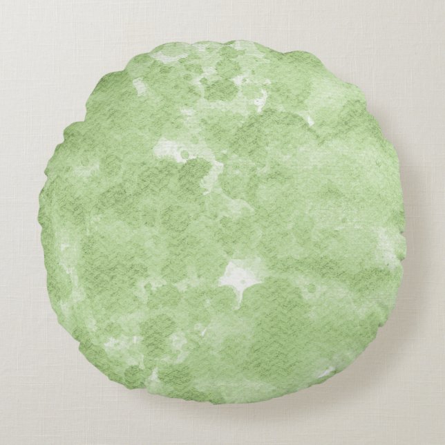 Cojín Redondo Patrón de salpicaduras de acuarela verde menta cla (Anverso)