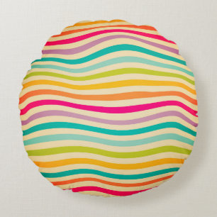 Cojín Redondo Patrón De Seamless Colorful Striped. ilustracion. 