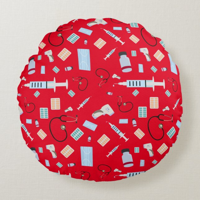 Cojín Redondo Patrón de suministros médicos del médico (Anverso)