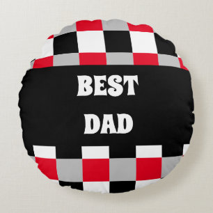 Cojín Redondo Patrón de tablero de ajedrez editable