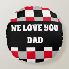 Cojín Redondo Patrón de tablero de ajedrez editable