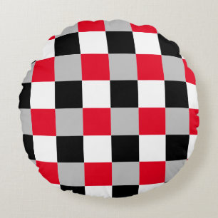 Cojín Redondo Patrón de tablero de ajedrez editable