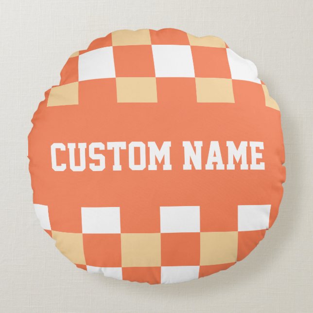 Cojín Redondo Patrón de tablero de cheques (Anverso)