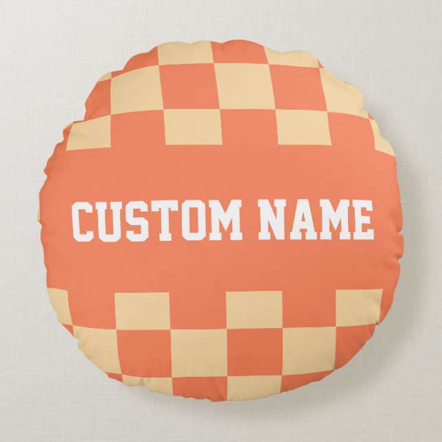 Cojín Redondo Patrón de tablero de cheques (Anverso)