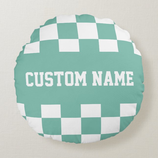 Cojín Redondo Patrón de tablero de cheques (Anverso)