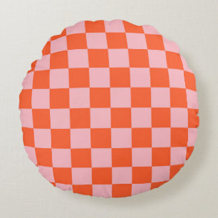 Cojín Redondo Patrón de tablero de naranja y tablero de control 