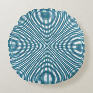 Cojín Redondo Patrón de tejido circular radial - Azul/Plata