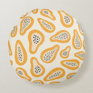 Cojín Redondo Patrón de textura abstracta de frutos con papaya