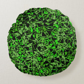 Cojín Redondo Patrón de triángulo negro verde