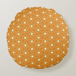 Cojín Redondo Patrón egipcio R de Beige Triskelion, Naranja de 